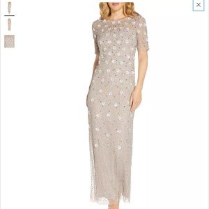Adrianna Papell Beaded 3D Floral Gown Size 8